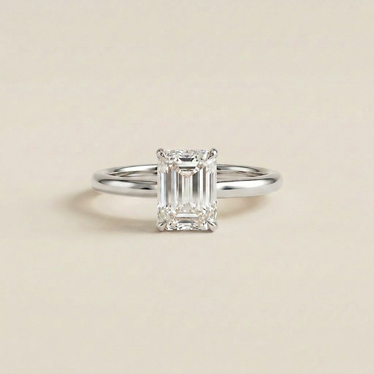 Moissanite 2.55 CT Emerald Cut Diamond Solitaire Ring