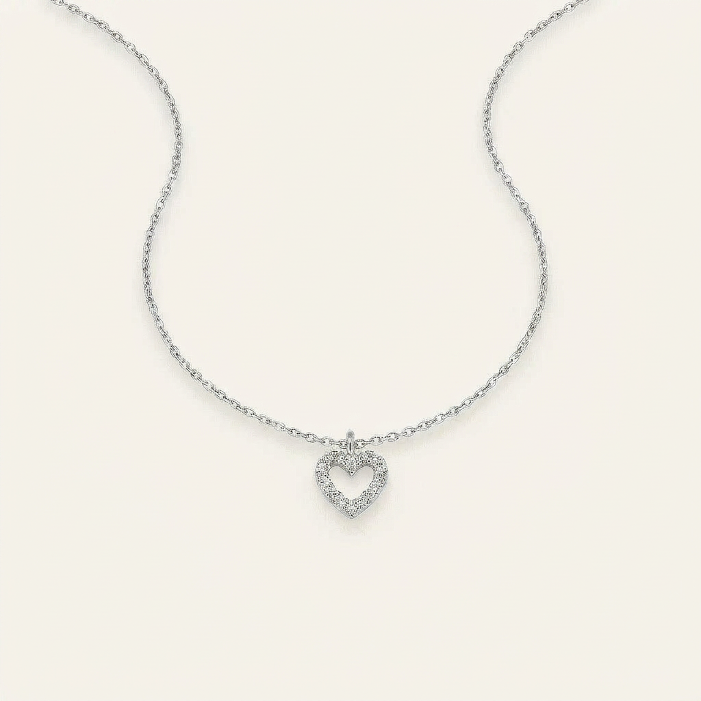Moissanite 0.30 CT Round Cut Diamond Heart Necklace (V1)