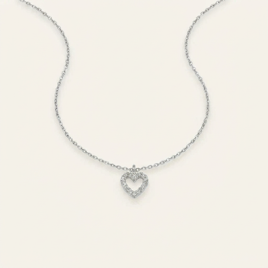 Moissanite 0.30 CT Round Cut Diamond Heart Necklace (V1)