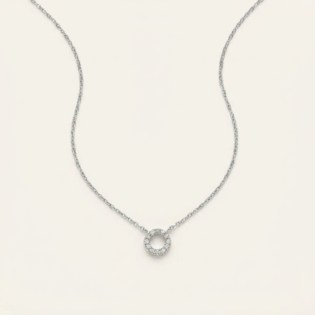 Moissanite 1.00 CT Round Cut Diamond Circle Pendant Necklace