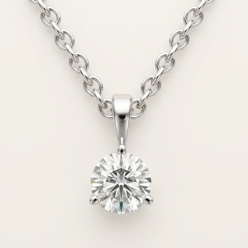 Moissanite 0.75 CT Round Cut Diamond Solitaire Necklace