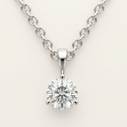 Moissanite 0.75 CT Round Cut Diamond Solitaire Necklace