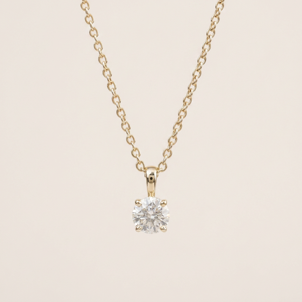 Moissanite 0.33 CT Round Cut Diamond Solitaire Necklace