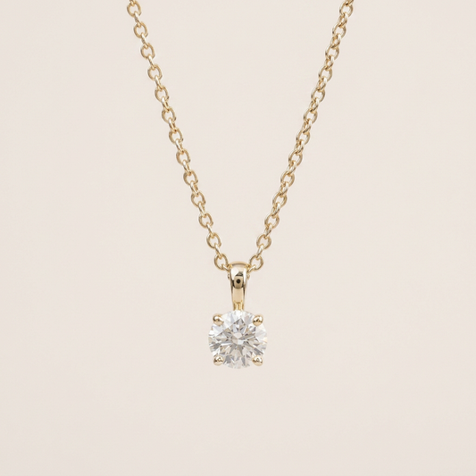 Moissanite 0.33 CT Round Cut Diamond Solitaire Necklace
