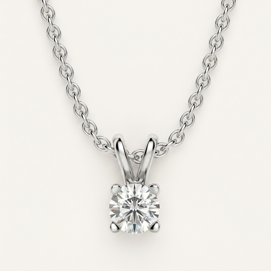 Moissanite 0.25 CT Round Cut Diamond Solitaire Necklace (V1)