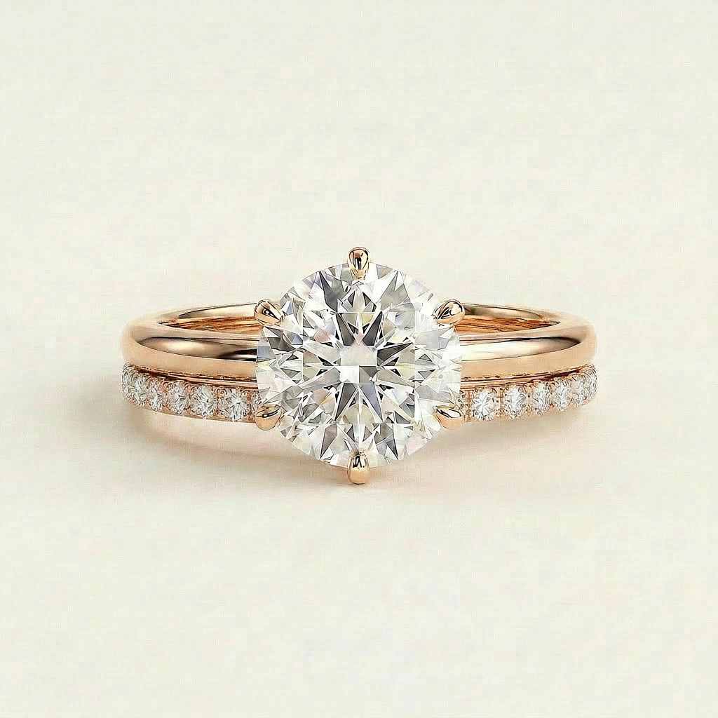Moissanite 1.10 CT Round Cut Diamond Solitaire Ring