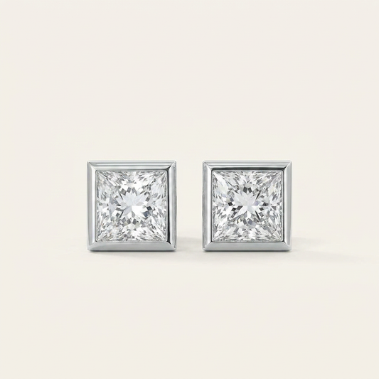 Moissanite 1.00 CT Princess Cut Diamond Stud Earrings