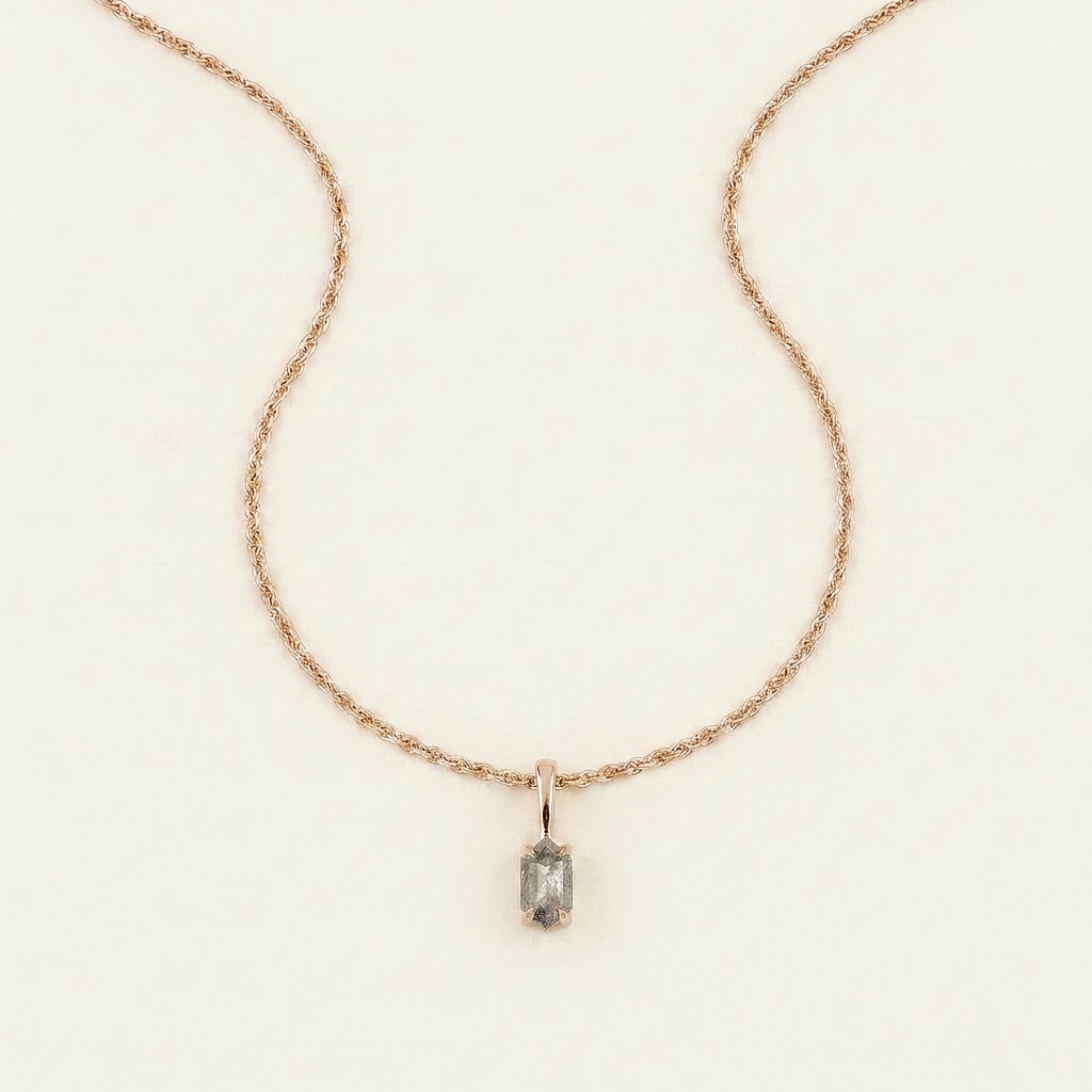 0.64 CT Hexagon Cut Salt and Pepper Diamond Necklace