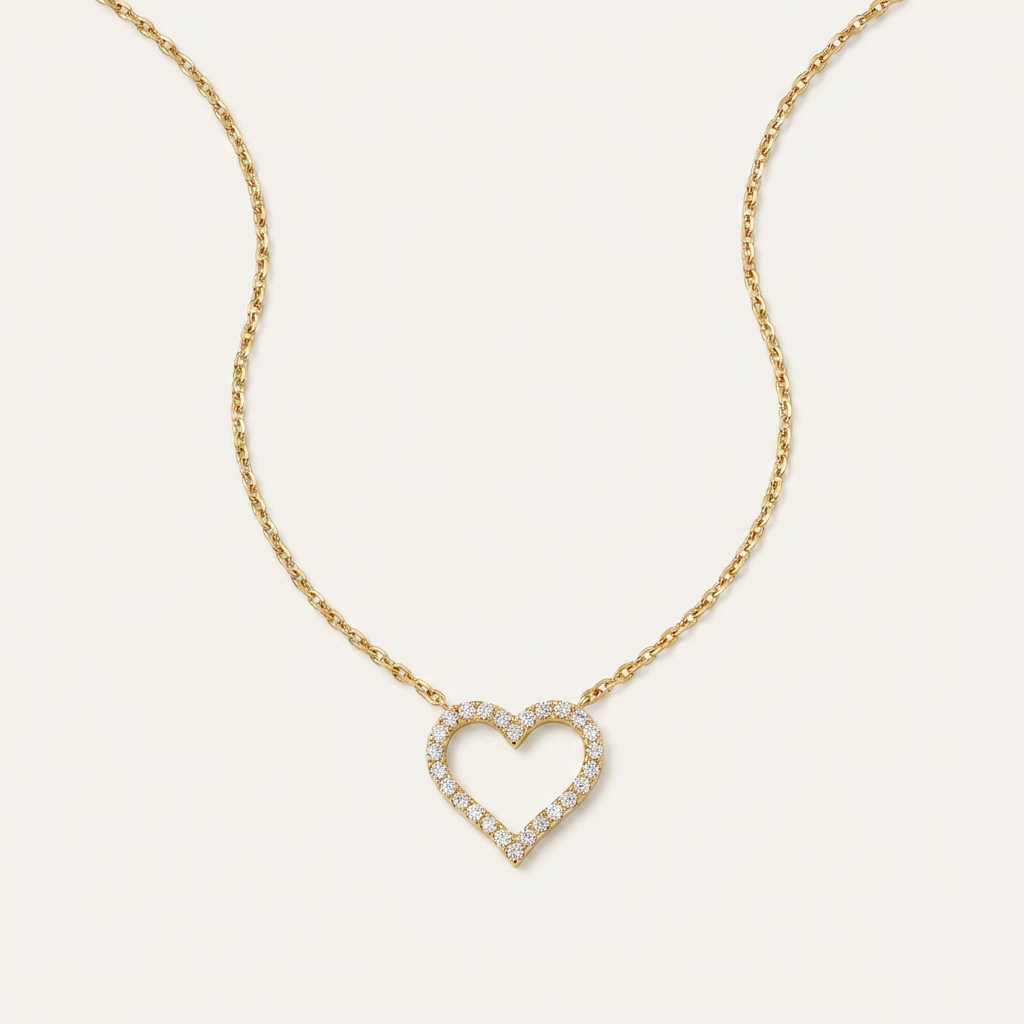 Moissanite 0.30 CT Round Cut Diamond Heart Necklace (V2)