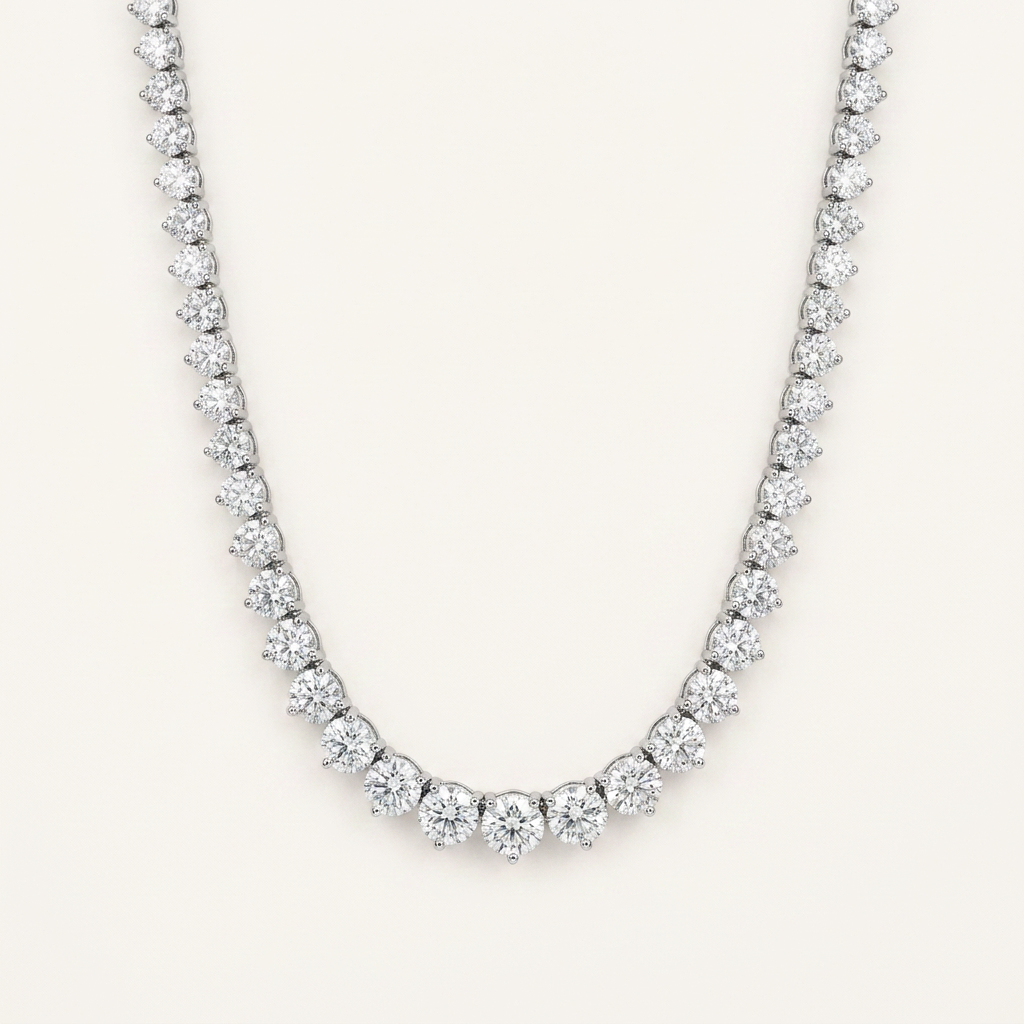 Moissanite 20.00 CT Round Cut Diamond Tennis Necklace