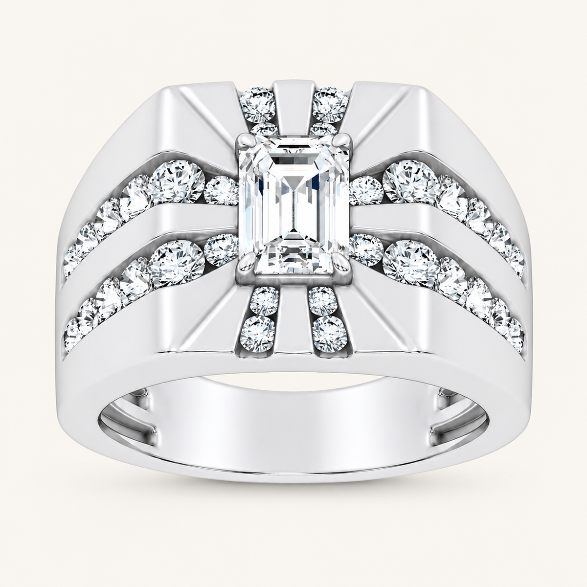 Lab Grown Diamond 3.00 CT Emerald Cut Men's Ring