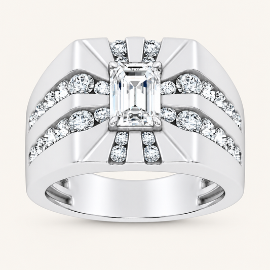 Lab Grown Diamond 3.00 CT Emerald Cut Men's Ring