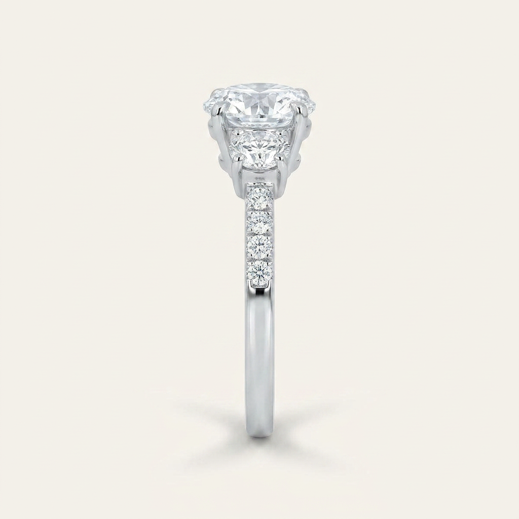 Moissanite 1.60 CT Round Cut Diamond Three Stone Ring