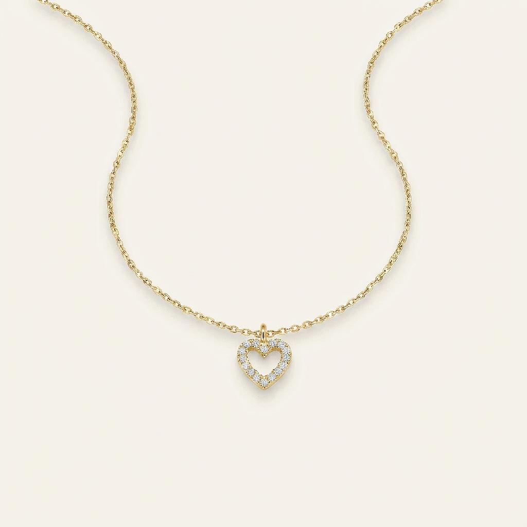 Moissanite 0.30 CT Round Cut Diamond Heart Necklace (V1)