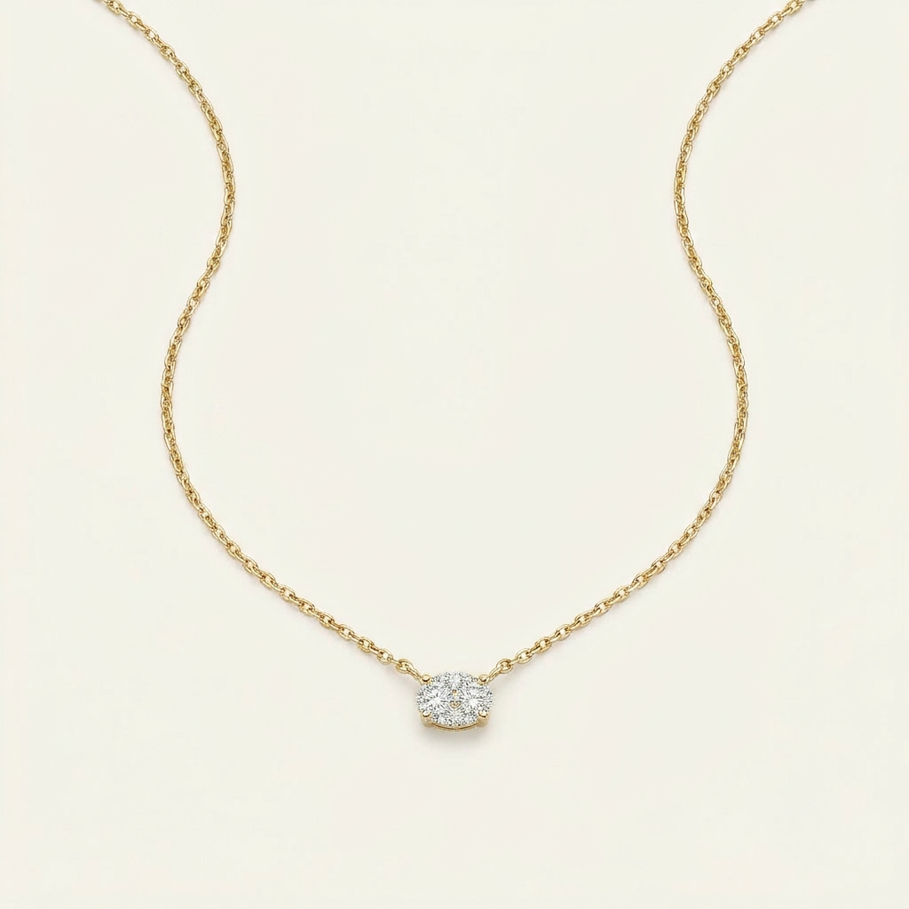 Moissanite 0.25 CT Oval Cut Diamond East-West Necklace (V1)