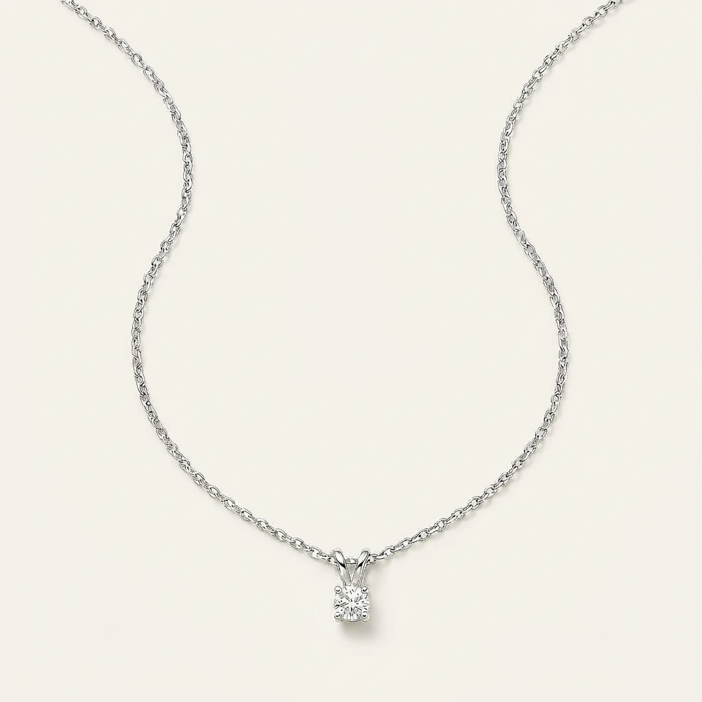 Moissanite 0.25 CT Round Cut Diamond Solitaire Necklace (V1)
