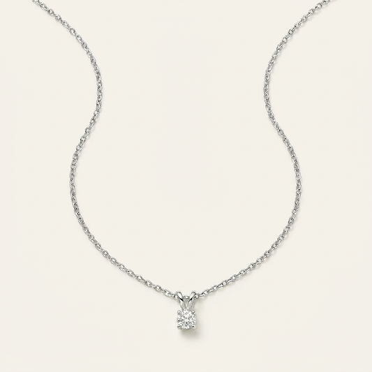 Moissanite 0.25 CT Round Cut Diamond Solitaire Necklace (V1)