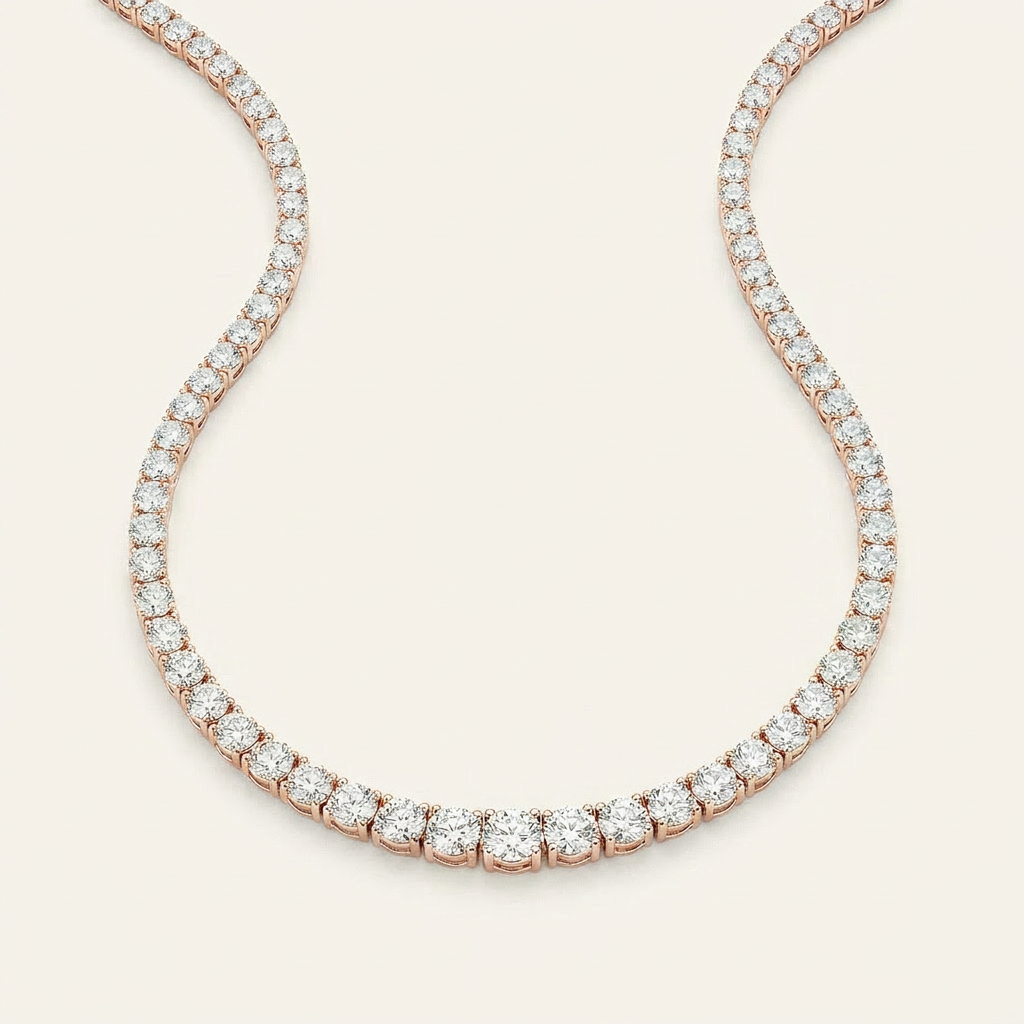 Moissanite 48.00 CT Round Cut Diamond Tennis Necklace
