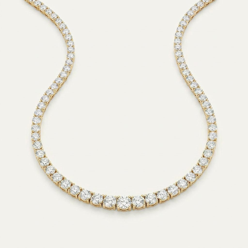 Moissanite 48.00 CT Round Cut Diamond Tennis Necklace