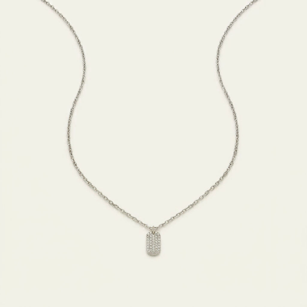 Moissanite 0.30 CT Round Cut Diamond Tag Pendant Necklace