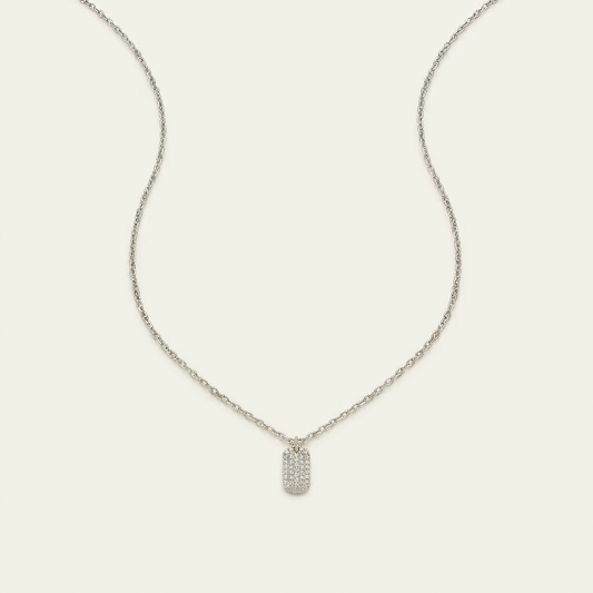 Moissanite 0.30 CT Round Cut Diamond Tag Pendant Necklace