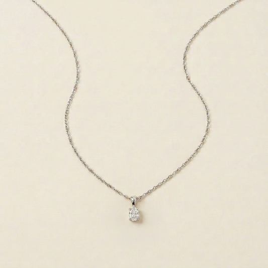 Moissanite 0.25 CT Oval Cut Diamond Solitaire Necklace (V2)