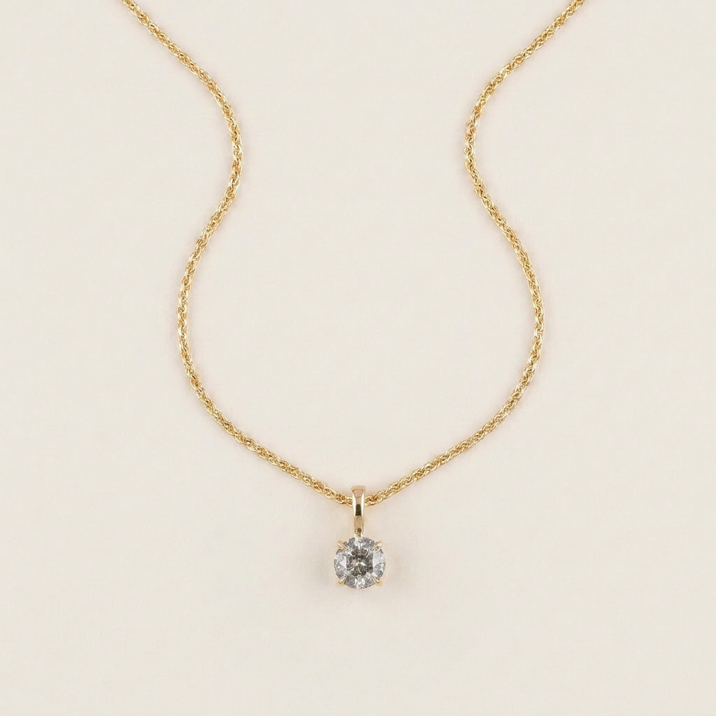 1.09 CT Round Cut Salt and Pepper Diamond Necklace