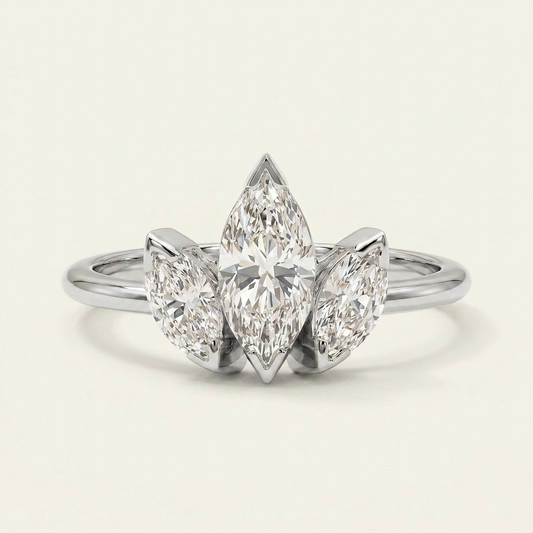 Lab Grown 1.00 CT Marquise Cut Diamond Three Stone Ring