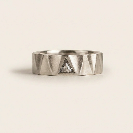 0.10 CT Triangle Cut Salt and Pepper Diamond Ring (V-Pepper)