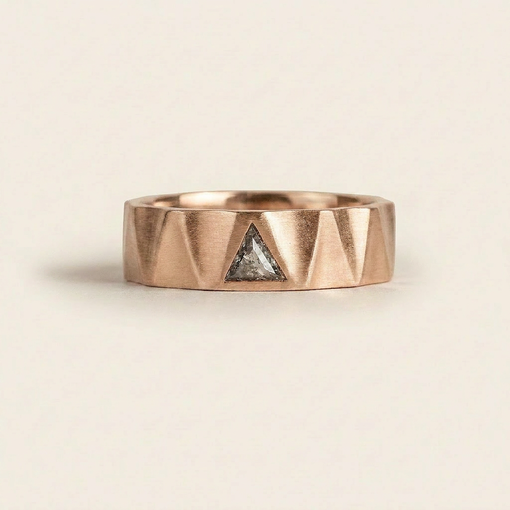 0.10 CT Triangle Cut Salt and Pepper Diamond Ring (V-Pepper)