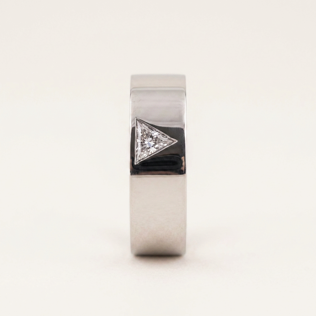 0.10 CT Triangle Cut Salt and Pepper Diamond Ring (V1)