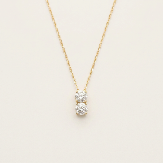 Moissanite 1.00 CT Round Cut Diamond Two Stone Necklace