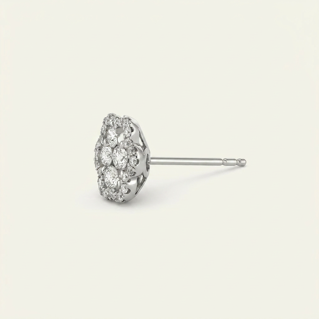 Moissanite 1.22 CT Round Cut Diamond Stud Earrings