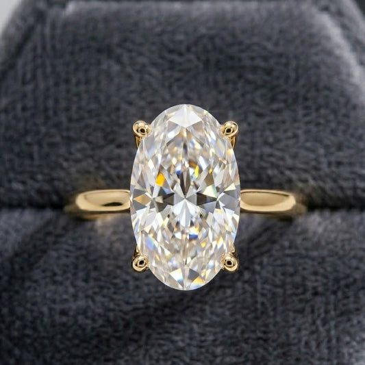 Moissanite 4.15 CT Oval Cut Diamond Solitaire Engagement Ring | Promise Ring