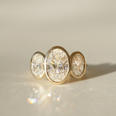 Moissanite 3.60 CT Three Cut Oval Cut Diamond Engagement Ring