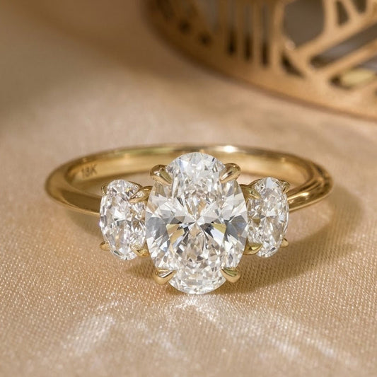 Moissanite 2.4 CT Three Stone Oval Cut Diamond Engagement ring | Promise Ring