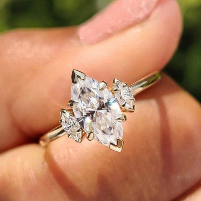 Moissanite 1.00 CT Three Stone Marquise Cut Diamond Engagement Ring