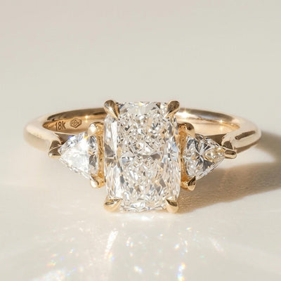 Lab Grown Diamond 3.00 CT Three Stone Cushion Cut Engagement Ring