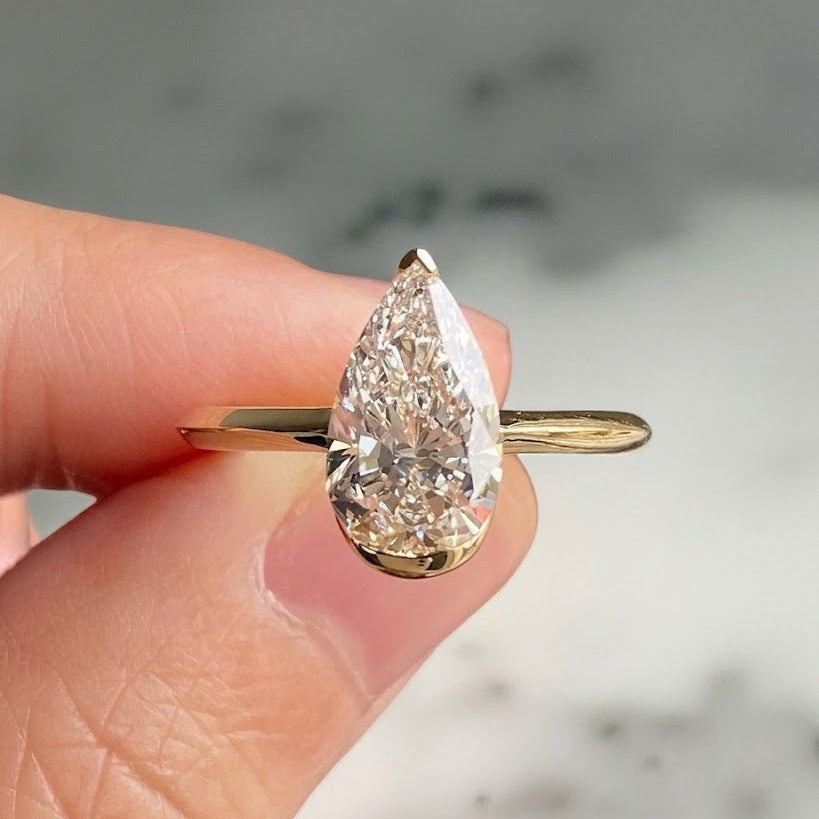 Moissanite 2.50 CT Pear Cut Diamond Solitaire Engagement Ring