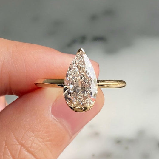 Moissanite 2.50 CT Pear Cut Diamond Solitaire Engagement Ring