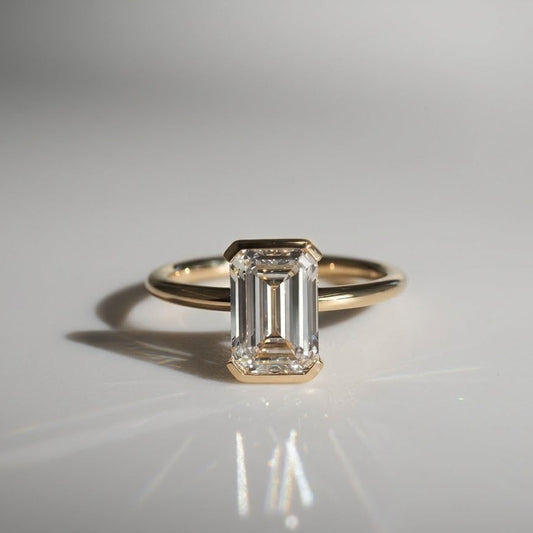 Lab Grown Diamond 1.50 CT Emerald Cut Solitaire Engagement Ring
