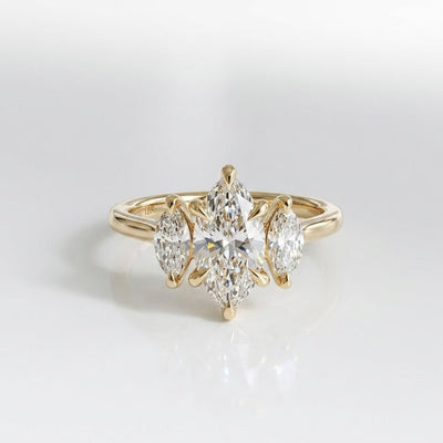 Moissanite 6.00 CT Three Stone Marquise Cut Diamond Engagement Ring