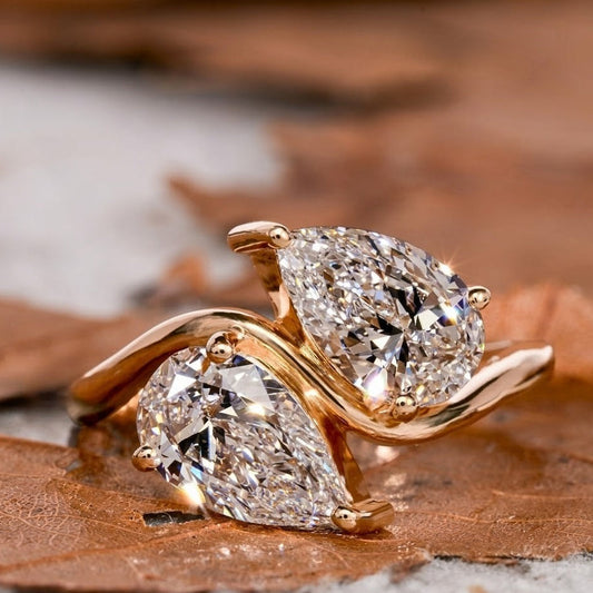 Lab Grown Diamond 4 CT Toi At Moi Pear Cut Engagement Ring