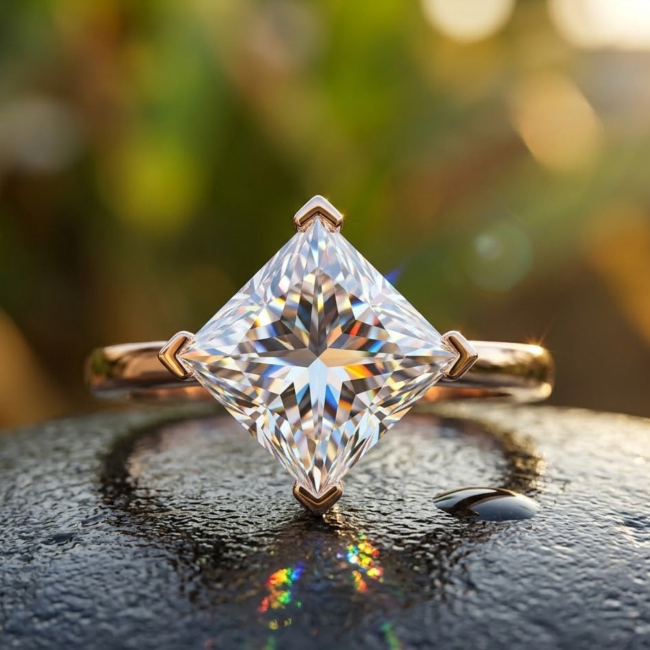 Moissanite 2.53 CT Princess Cut Diamond Solitaire Engagement Ring | Promise Ring