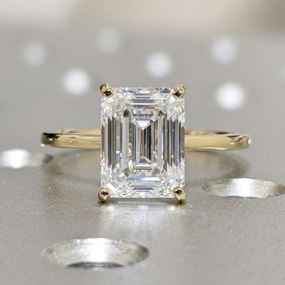 Moissanite 3.00 CT Emerald Cut Diamond Solitaire Engagement Ring
