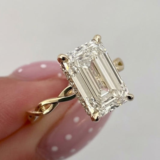 Moissanite 4.00 CT Emerald Cut Diamond Solitaire Engagement Ring