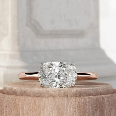 Moissanite 2.0CT Cushion Diamond Avant Garde Engagement Ring