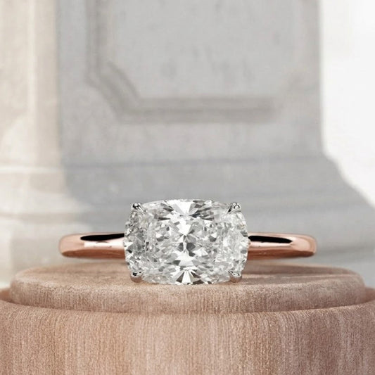 Moissanite 2.0CT Cushion Diamond Avant Garde Engagement Ring