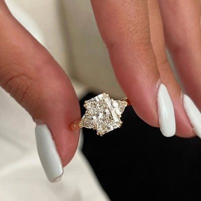 Moissanite 4.00 CT Three Stone Radiant Cut Diamond Engagement Ring