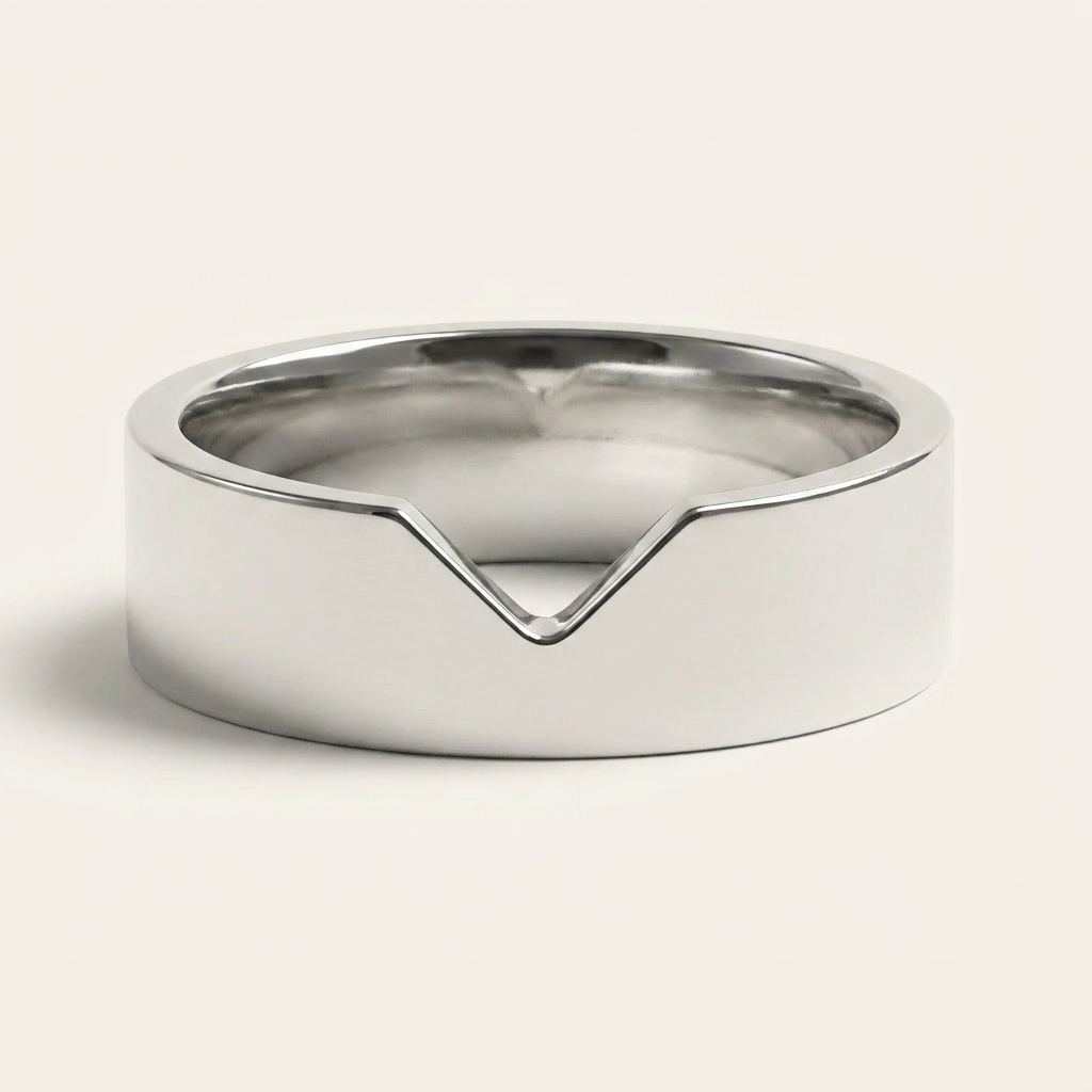V-Shape Handcrafted Plain Wedding Band
